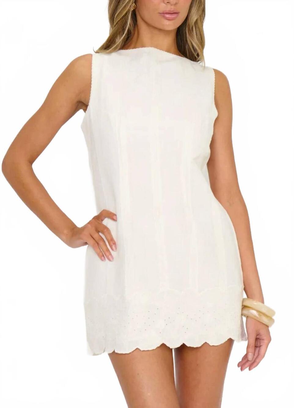 NEW SHOW ME YOUR MUMU ciao mini dress in white eyelet embroidery